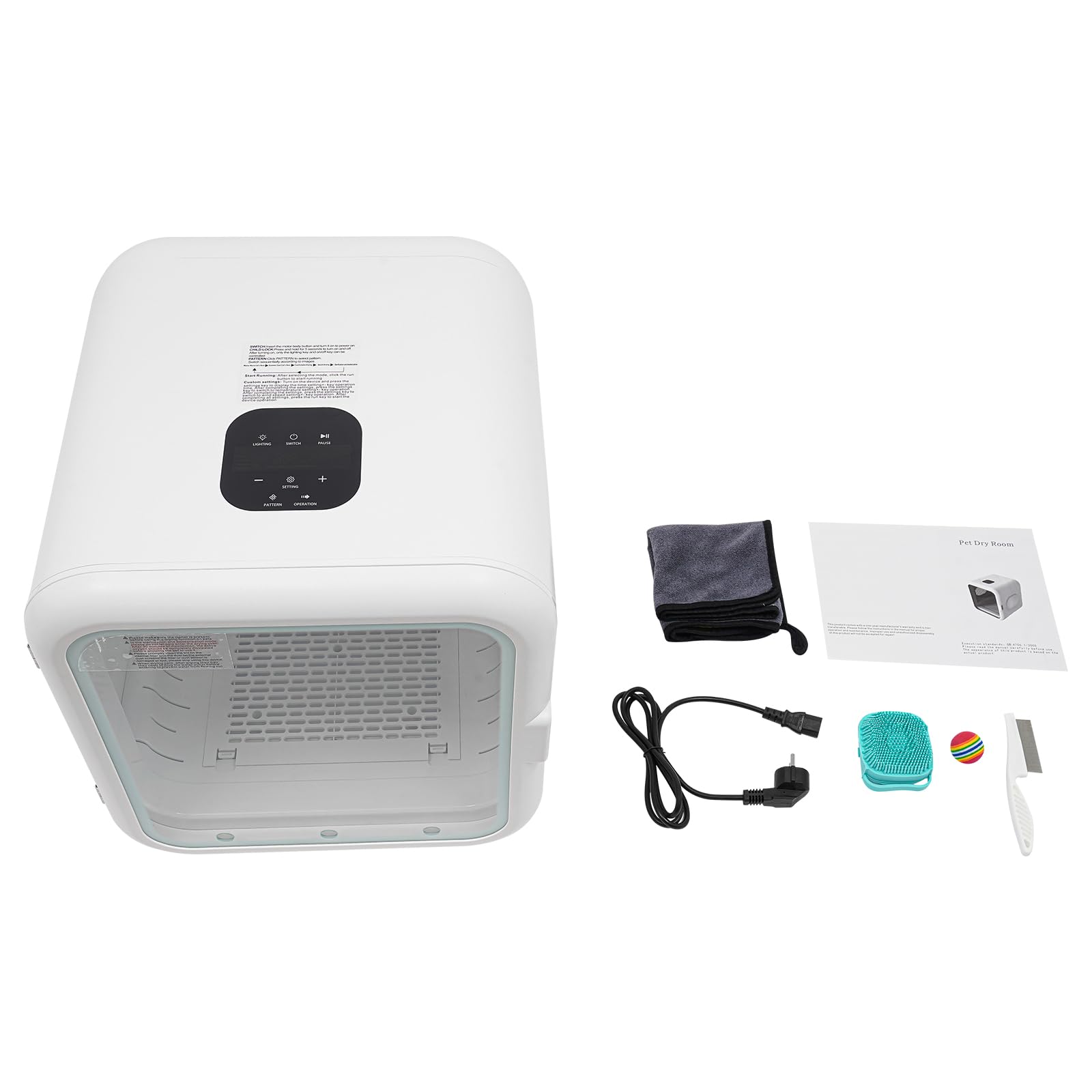 800W Haustier Trocknerbox 35dB Leise 62L Kapazität Temperiertes Glas ABS Gehäuse 22kg Katzen 16kg Hunde Doppelzirkulation Für Zuhause Reisen