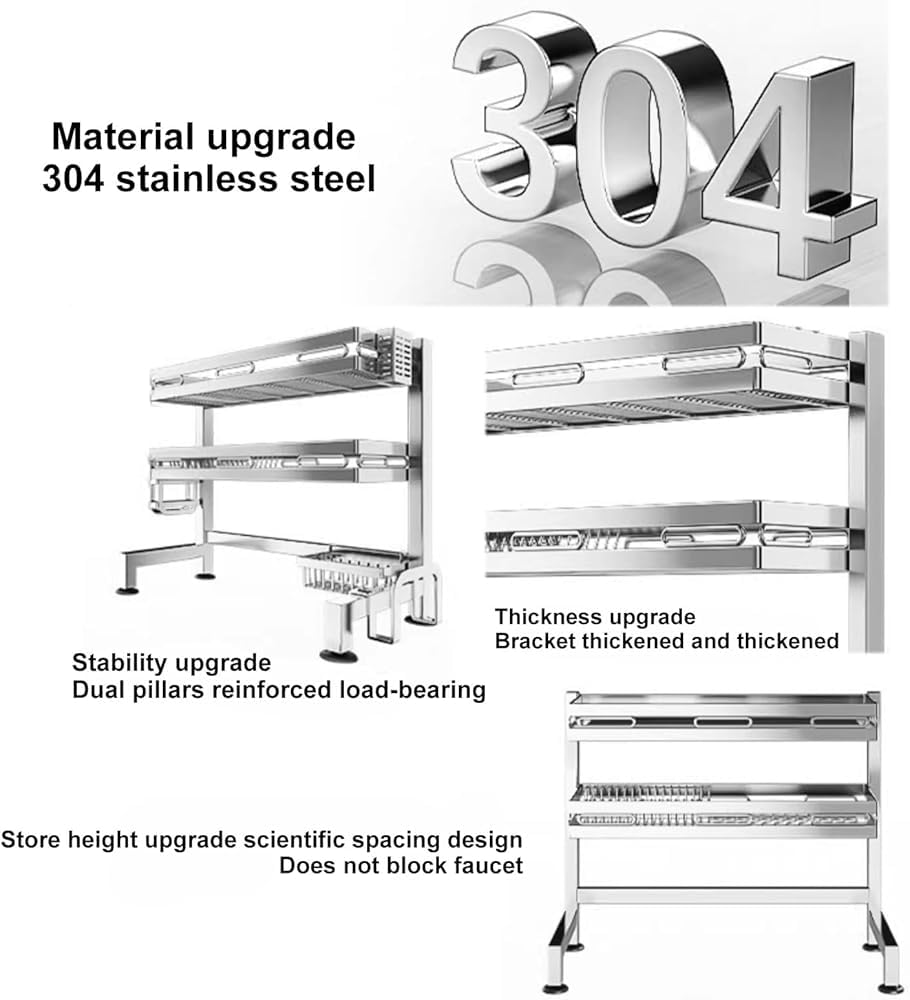 Scolapiatti in acciaio inox 304 Lar 65 cm per piatti, ciotole e posate, Sto SolutDesign