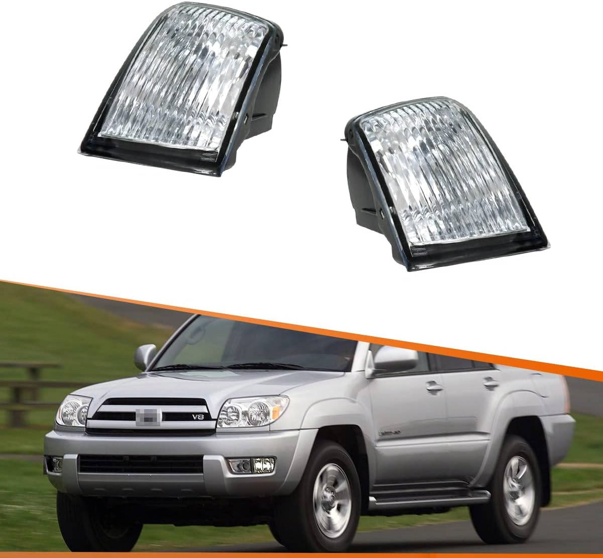 ADIIL Clear Front Bumper Turn Signal Light Fog Lamp Housings For 2003-2005 Toyota 4Runner??2PCS? Turn Signal Lamp Assembly DRL Clear Lens(No Bulb)