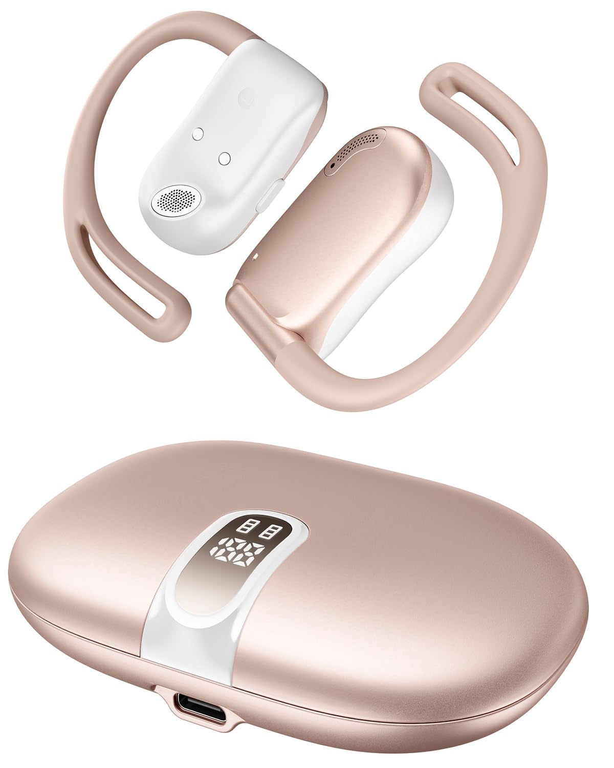 NEOQOQO Open Ear Headphones, 0.28oz Lightweight Next-Gen Bluetooth 5.4 Air Conduction Wireless Earbuds w/Extra Bass, 48H Playtime, 3 EQ Modes, ENC Mic