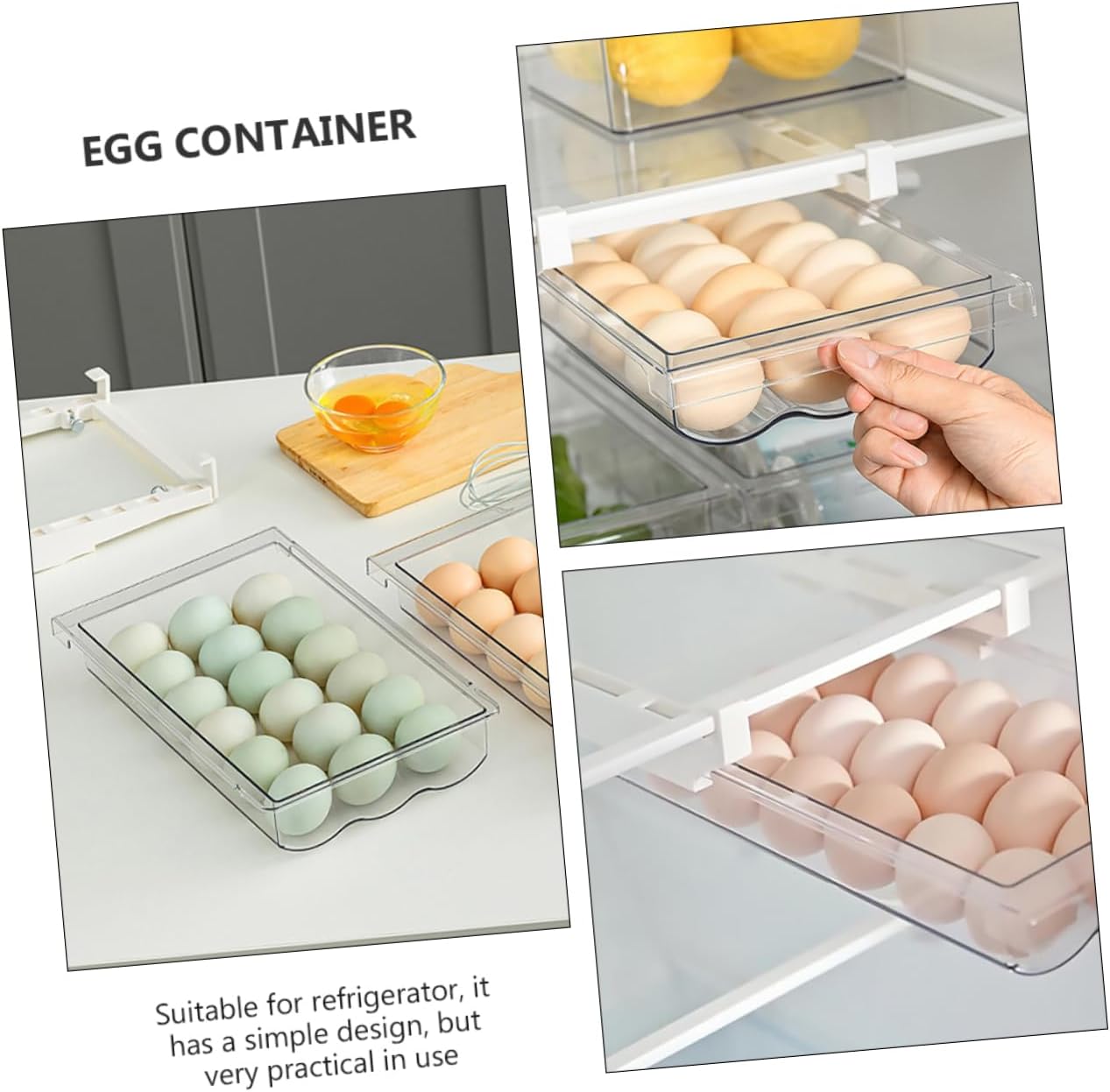 DOITOOL 2pcs Refrigerator Storage Box Hanging Drawer Container for Fridge Space-saving Organizer Low Temperature Resistant Holder Easy to Clean Fridge Bin for Kitchen Storage