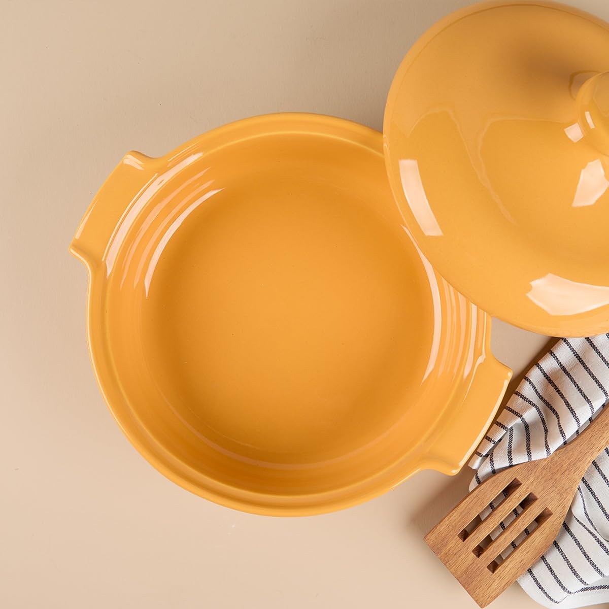 Aryıldız Elissa Kapaklı Karnıyarık Fırın Kabı Sarı 27 cm