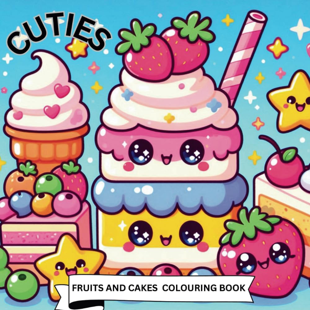 CUTIES: Fruits and Cakes Colouring Book