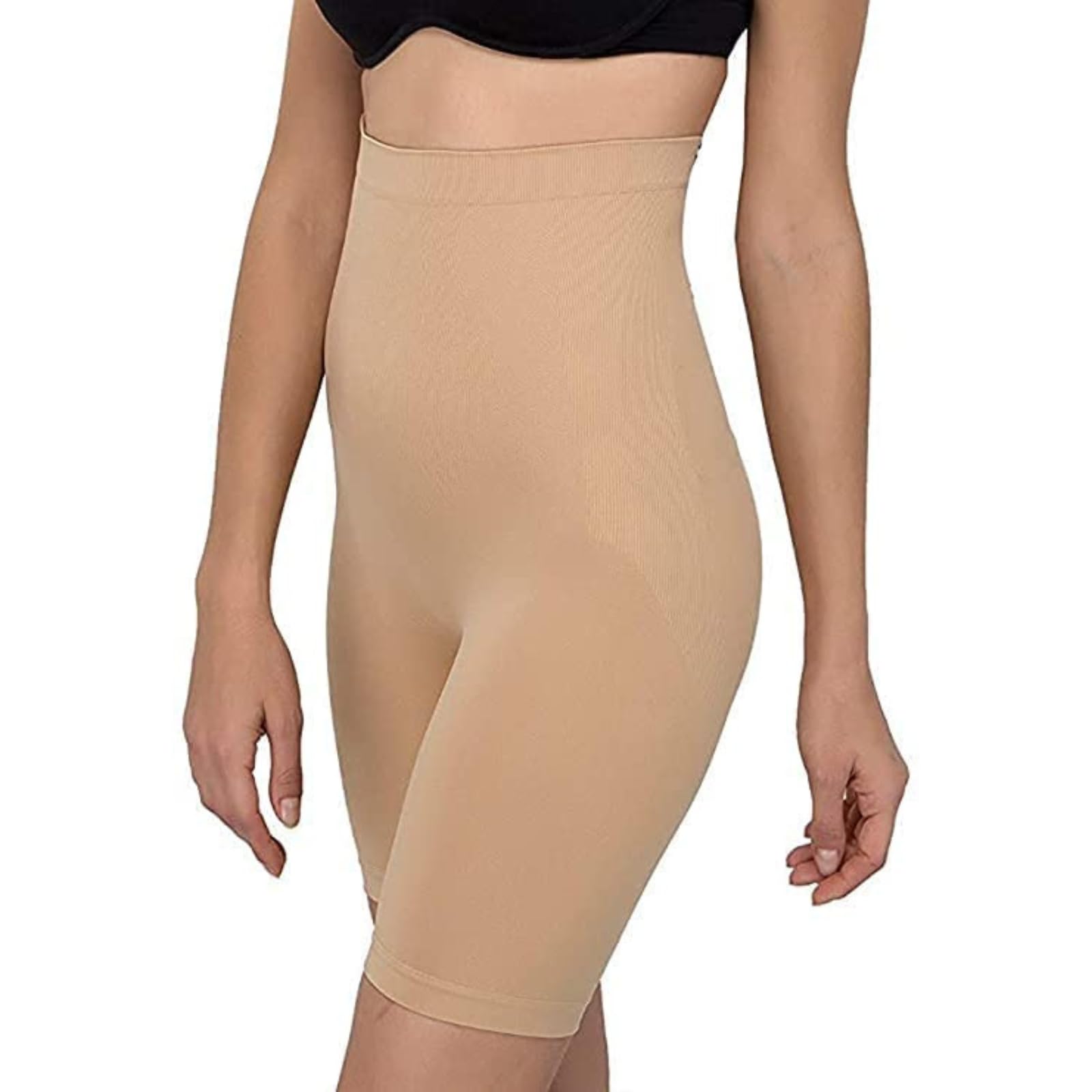 KROYWENWomen's Stretch Cotton Seamless Tummy Control High Waist Shapewear Beige Blended Fabric Body Shaper for Tummy and Thigh Support Gym Wear Ladies Compression Underwear