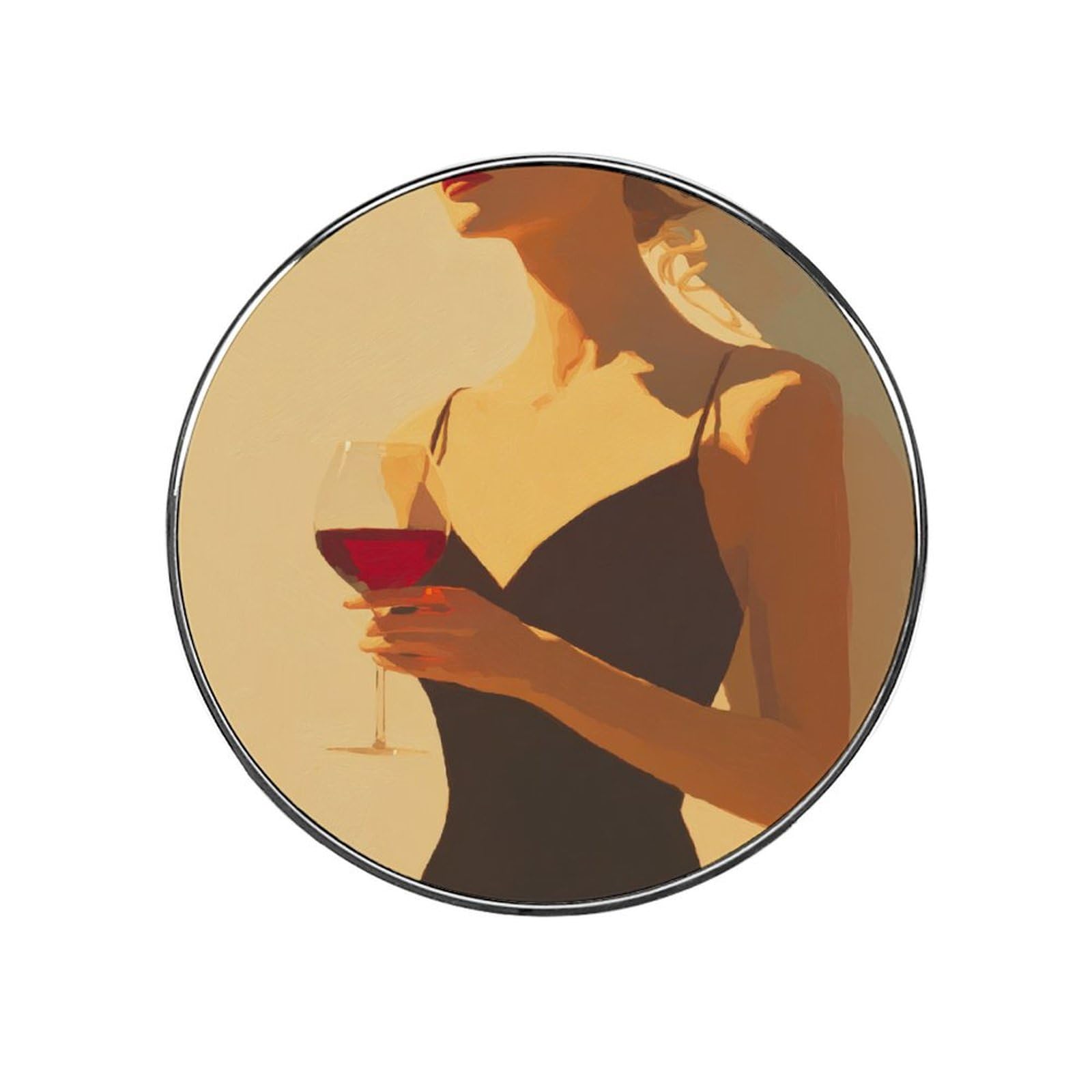 Female Holding A Wine Glass Minimal Fridge Magnets DIY Art Round Magnetic Refrigerator Sticker for Home Kitchen Car Garage Decor