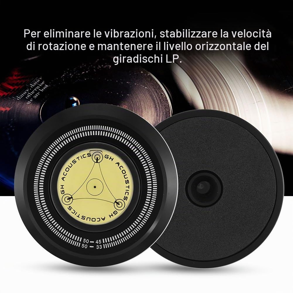 VBESTLIFE 50Hz Giradischi Disco da Registrazione per stabilizzatore di Peso con livella a Bolla per LP Record Player(Nero)