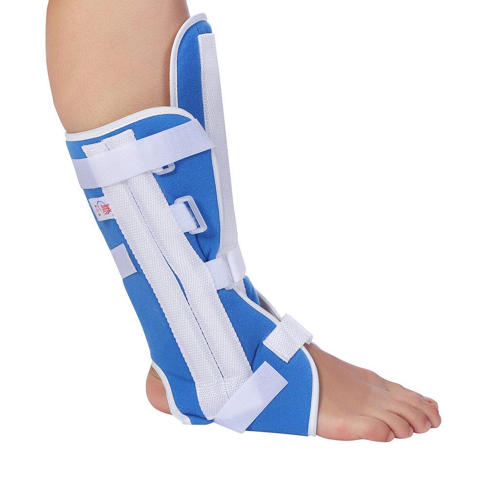 Foot Drop Brace, Adjustable Ankle Support Brace with Aluminum Bar Ankle Strap Orthosis Brace Ankle Stabilizing Splint for Sprained Ankle, Volleyball, Basketball, Injury Recovery (M, Blue)