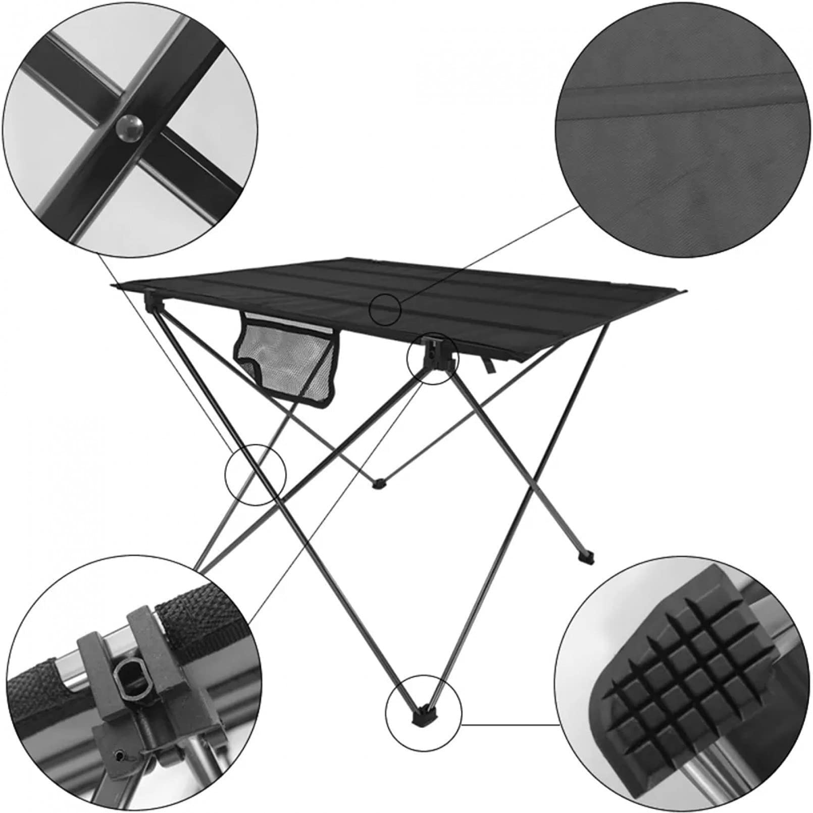 BAJIE Tavolo pieghevole da esterno 75*54 cm Tavolo da pranzo portatile da esterno Scrivania pieghevole da giardino Impermeabile in tessuto Oxford Leggero Tavolo da campeggio Borsa da trasporto inclusa