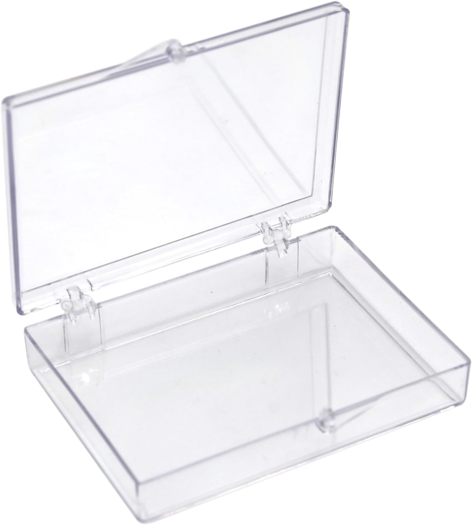 - 10-Pack Clear Hinged Plastic Containers, Keepsake Storage Boxes, 3 1/2" L x 2 9/16" W x 5/8" H, Made in USA, Plastic Display Case or Small Box for Storage and Organization
