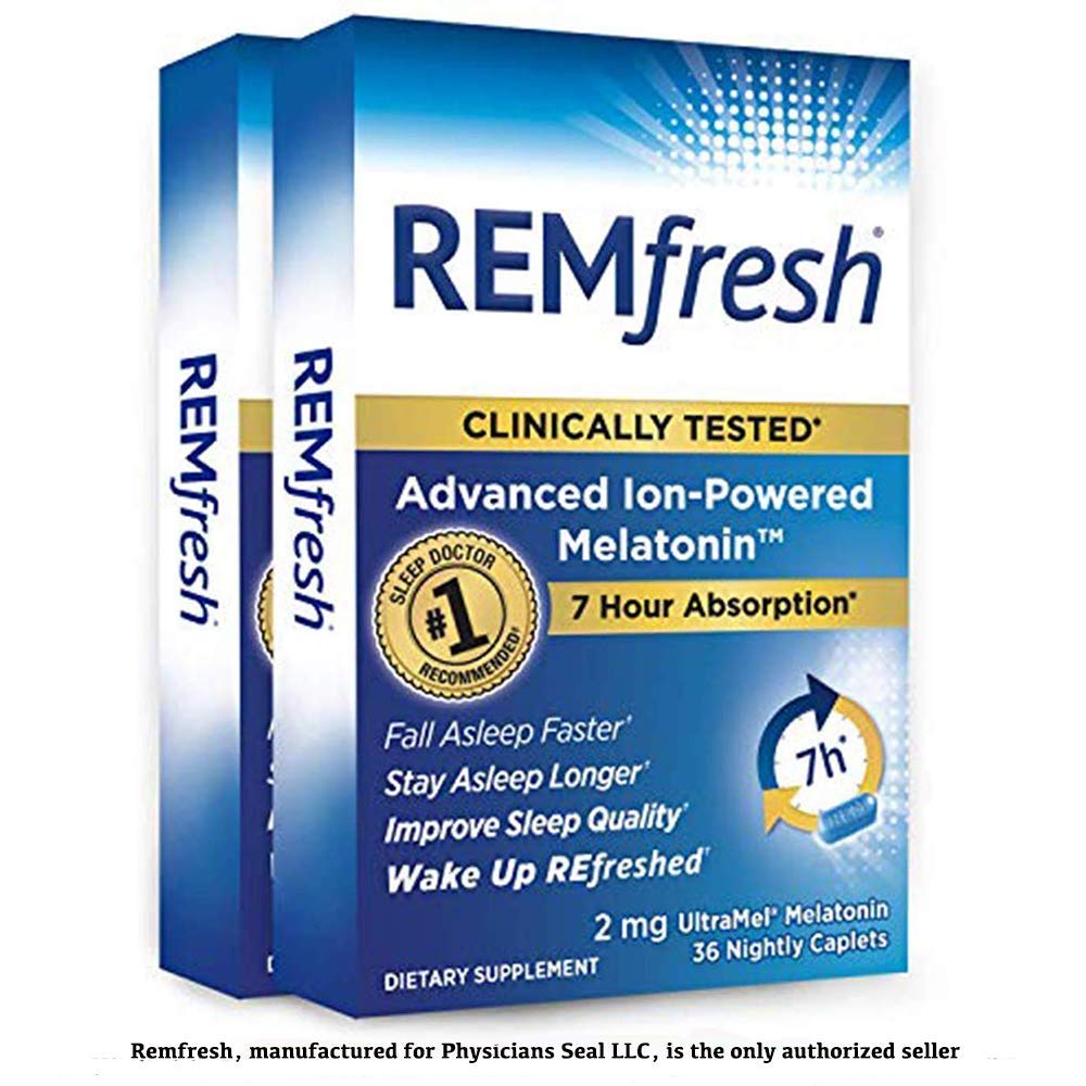 REMfresh 2mg Advanced Melatonin Sleep Aid Supplement (36 Caplets) | Sleep Supports Immune Function | #1 Doctor Recommended | Drug-Free, Pharmaceutical-Grade Sleep Aid, Ultrapure Melatonin