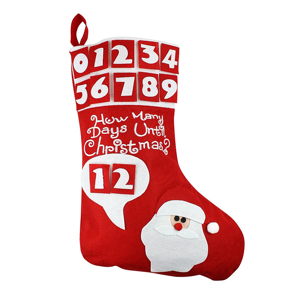 Ebuygb Red Santa Christmas Countdown Stocking, Felt, 1