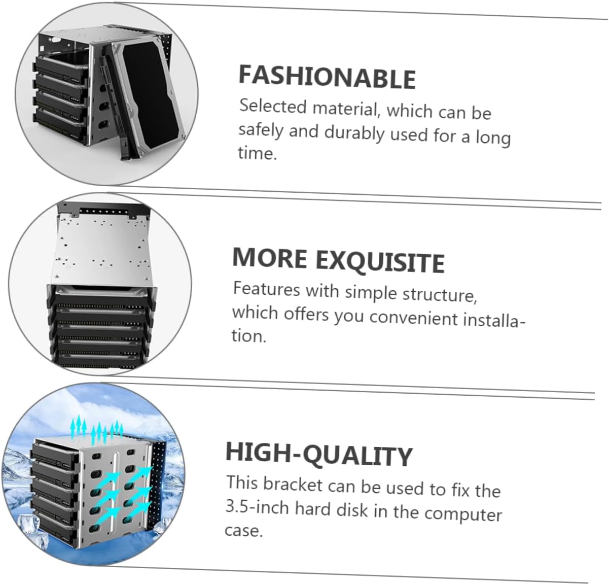 POPETPOP 1 Set Hard Drive Cage Mounting Kit Durable Hard Drive Bracket for Computer Case and Heat Dissipation