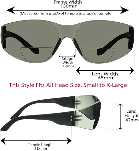 Miniatura 2 de proSPORT Lector de gafas de sol bifocales ANSI Z87, ligero, sin bordes, deportivo, para interiores y exteriores