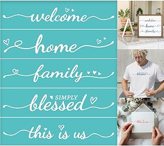 2 Sheets Silk Screen Stencil, Different Common Phrases Painting Stencils Templates Reusable Self-Adhesive Silk Screen Printing for Wall Border Wood Fabric Home Craft Decor