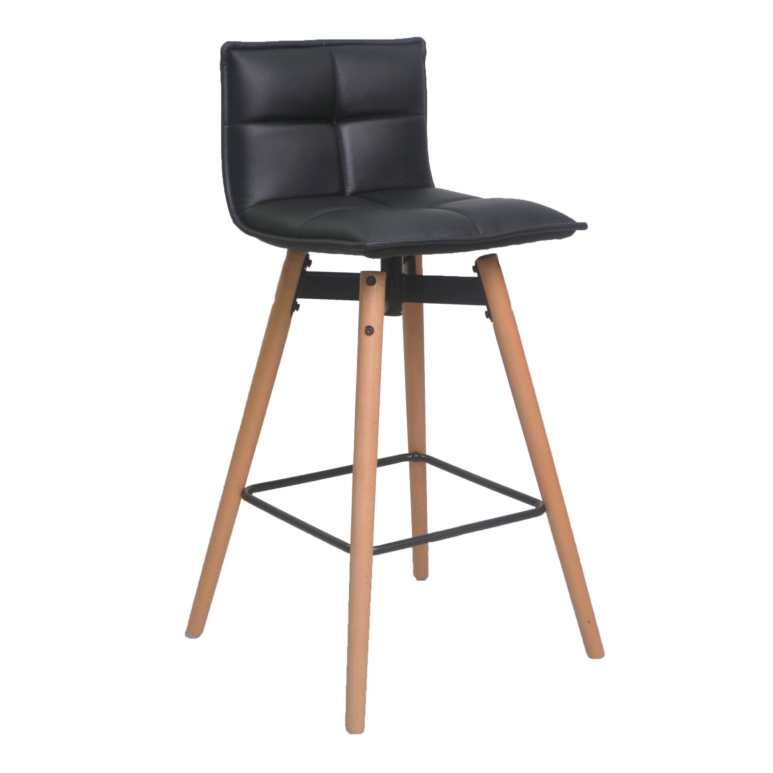 Tabouret de bar en cuir style contemporain PRIM noir