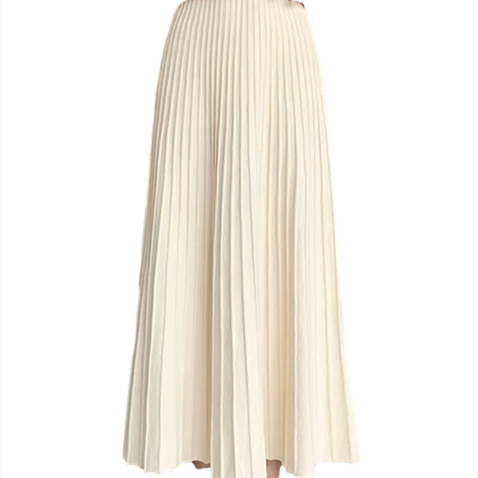 OLEETS Strickrock Für Damen - Winter Stricken Langen Rock Frauen Casual Einfarbig Dicke Warme Hohe Taille A-Linie Rock Warme Mode Streetwear Für Party Büro