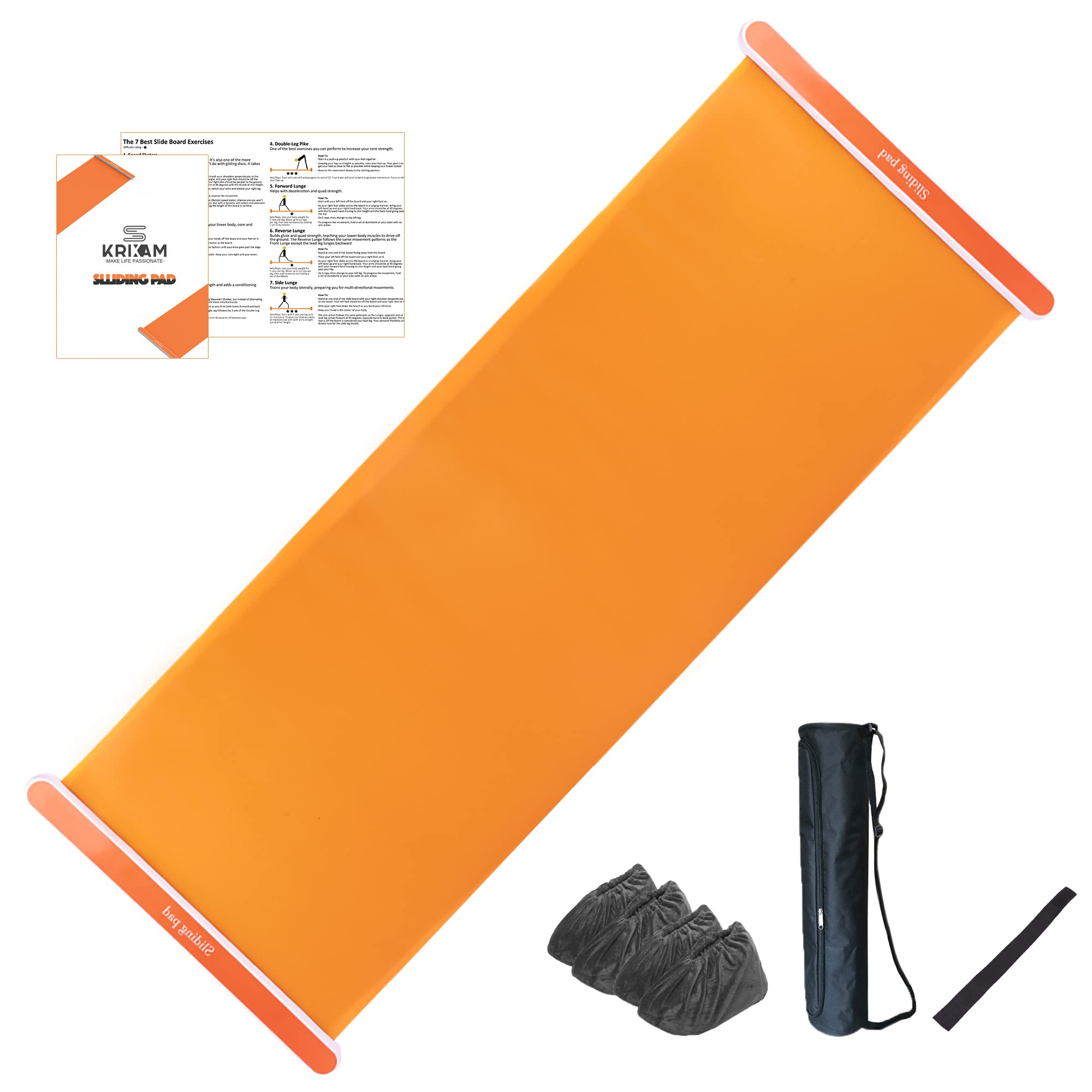 Slide Board Workout Equipment with Two Pair of Booties and Sliding Bumpers for Pros and Beginners