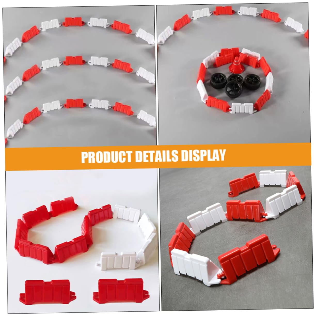 100 Pezzi Barricate Stradali Giocattolo Realistiche in Abs per Accessori Giochi di Corse Auto Radiocomandate Drift Pista Decorativa e Creativa