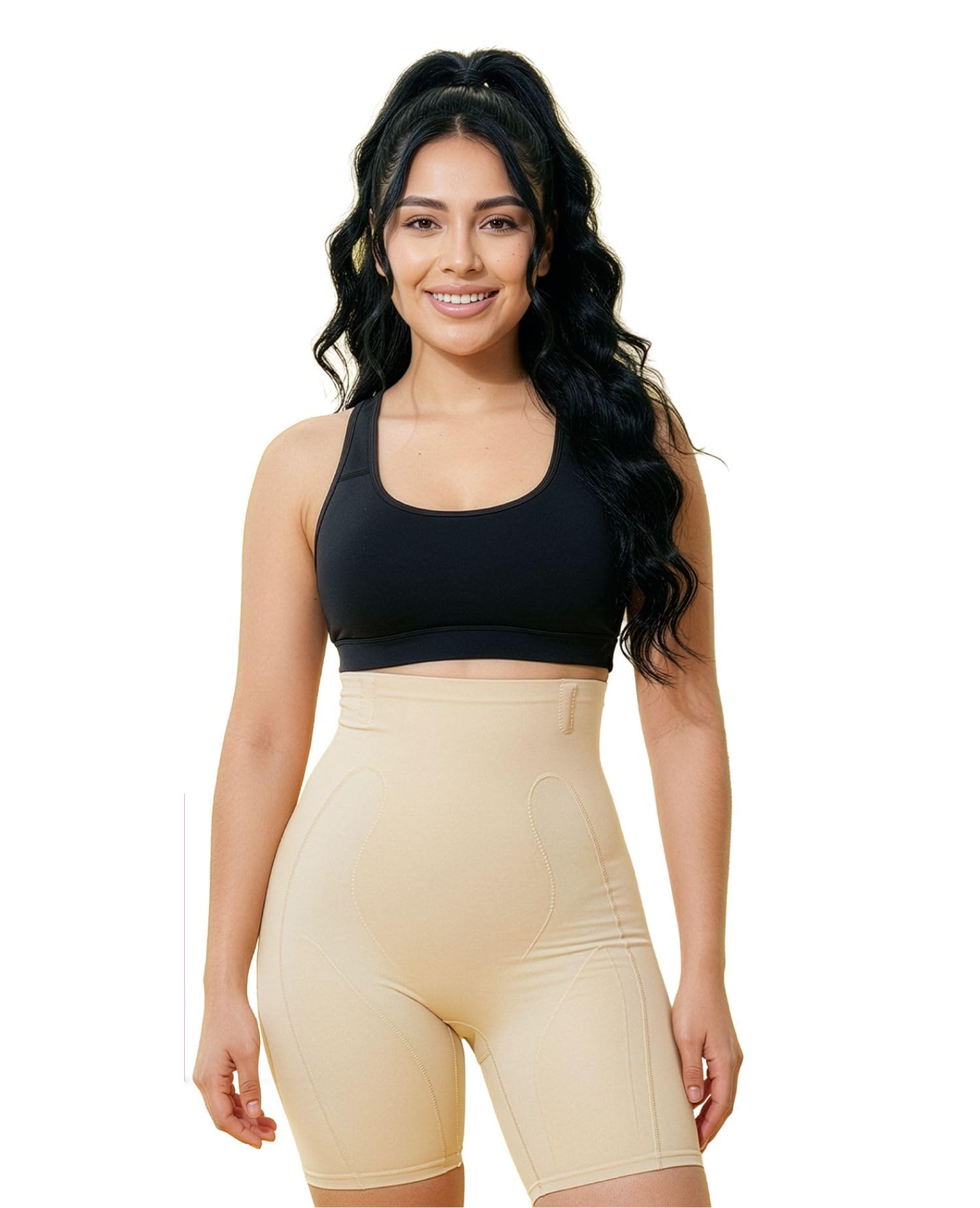 pinq polka Shapewear ShapeSYNC™ High-Waist Shaper Shorts|Everyday Shaper| Metal Strand- No Rolling |Targetted Compression| Premium Stretchable Nylon Spandex| Anti-Bacterial Mulberry Silk Crotch-picture-18