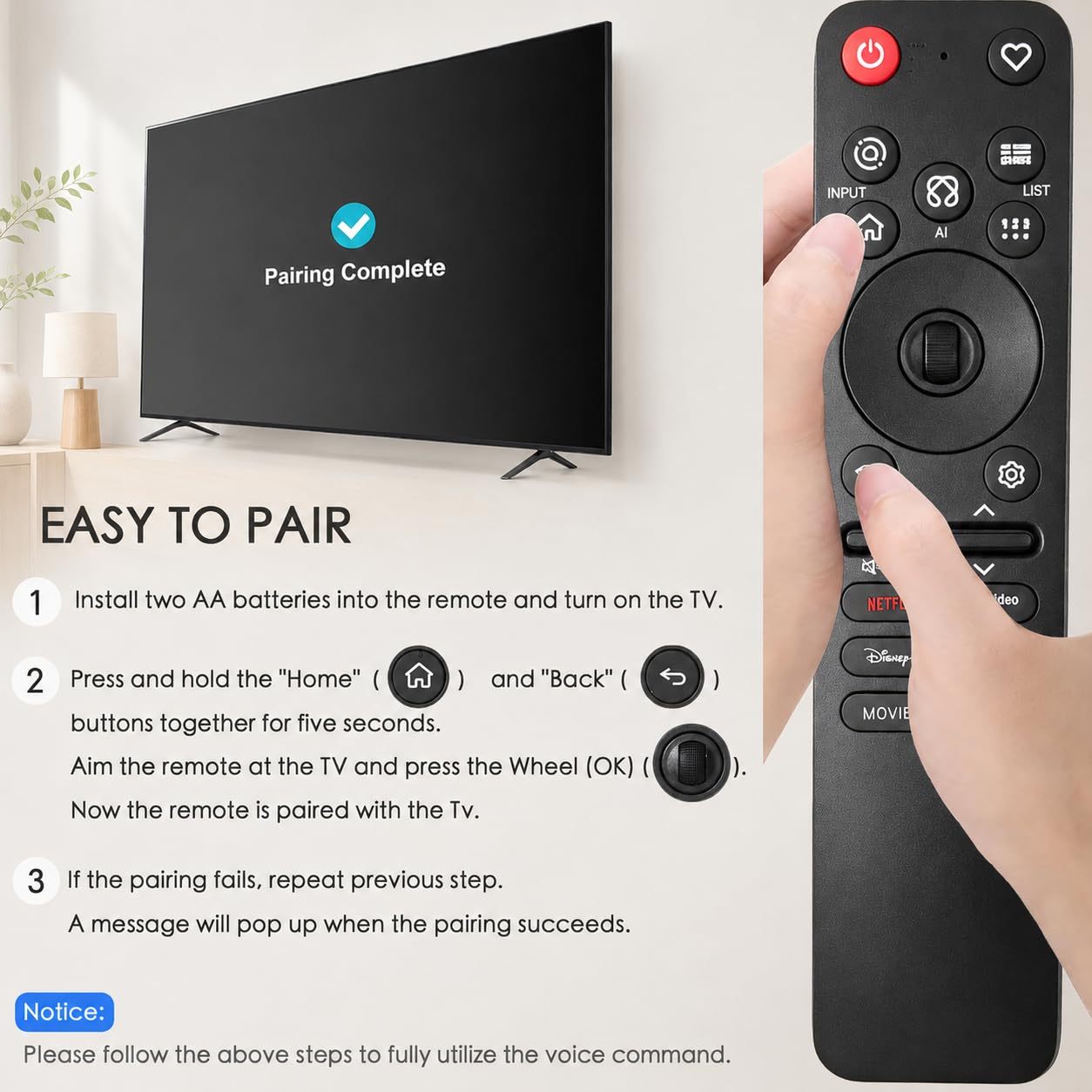 MR26GA Voice Magic Telecomando di ricambio per Smart TV LG 2026 - con custodia protettiva rossa