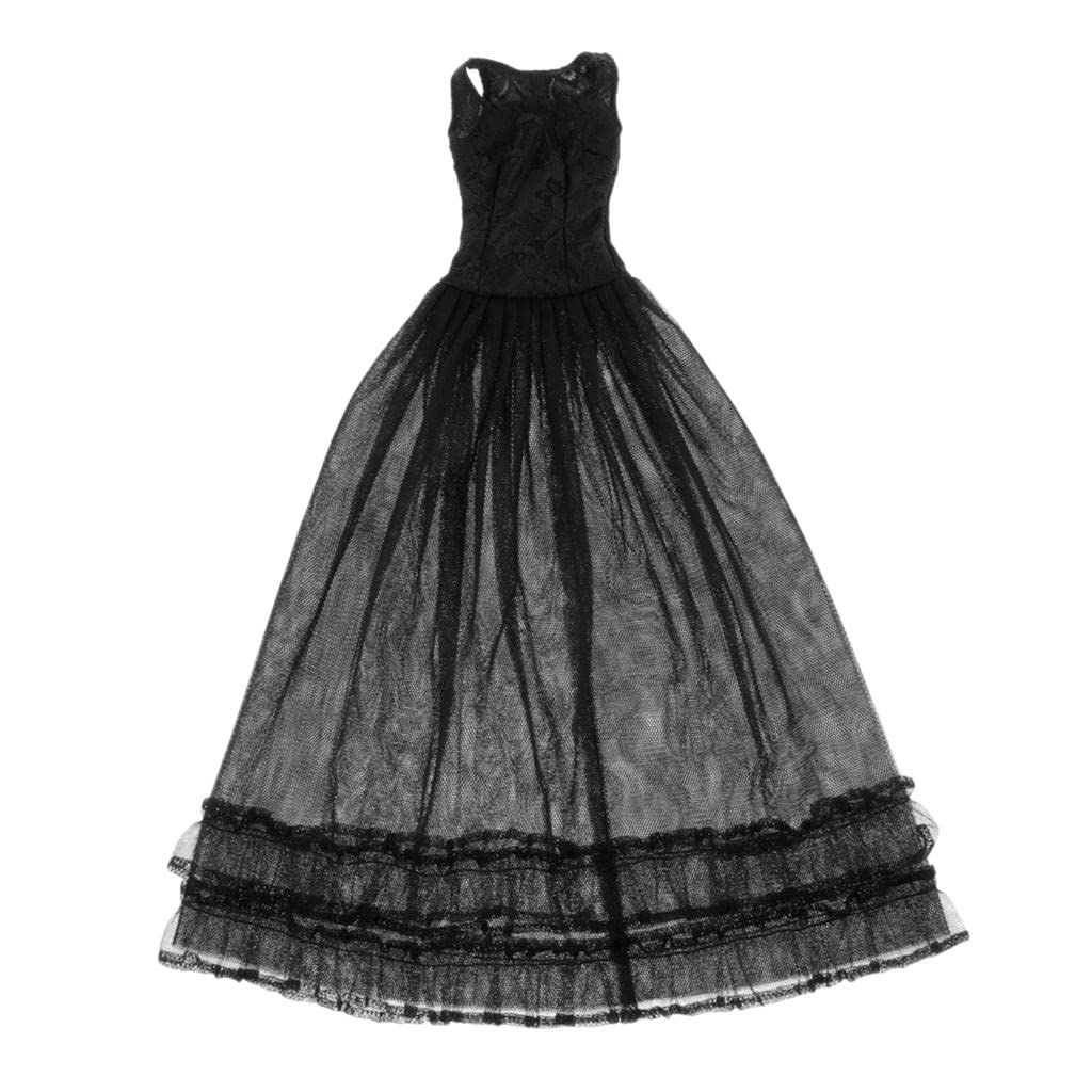 Brautjungfernkleid Aus Spitze Und Tüll, Party Abendkleid für 1/3 BJD Puppen, Schwarz