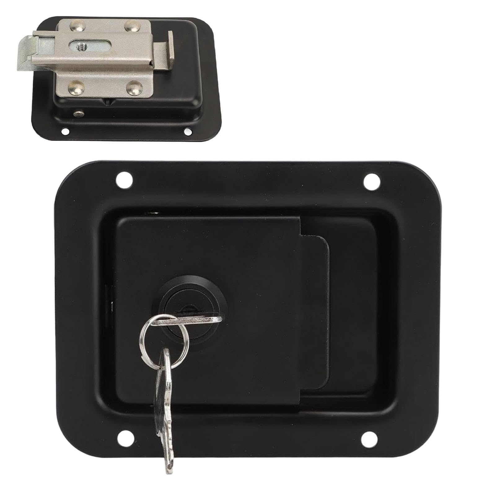 Serrure de remorque en acier inoxydable encastrée 12x9cm avec clés