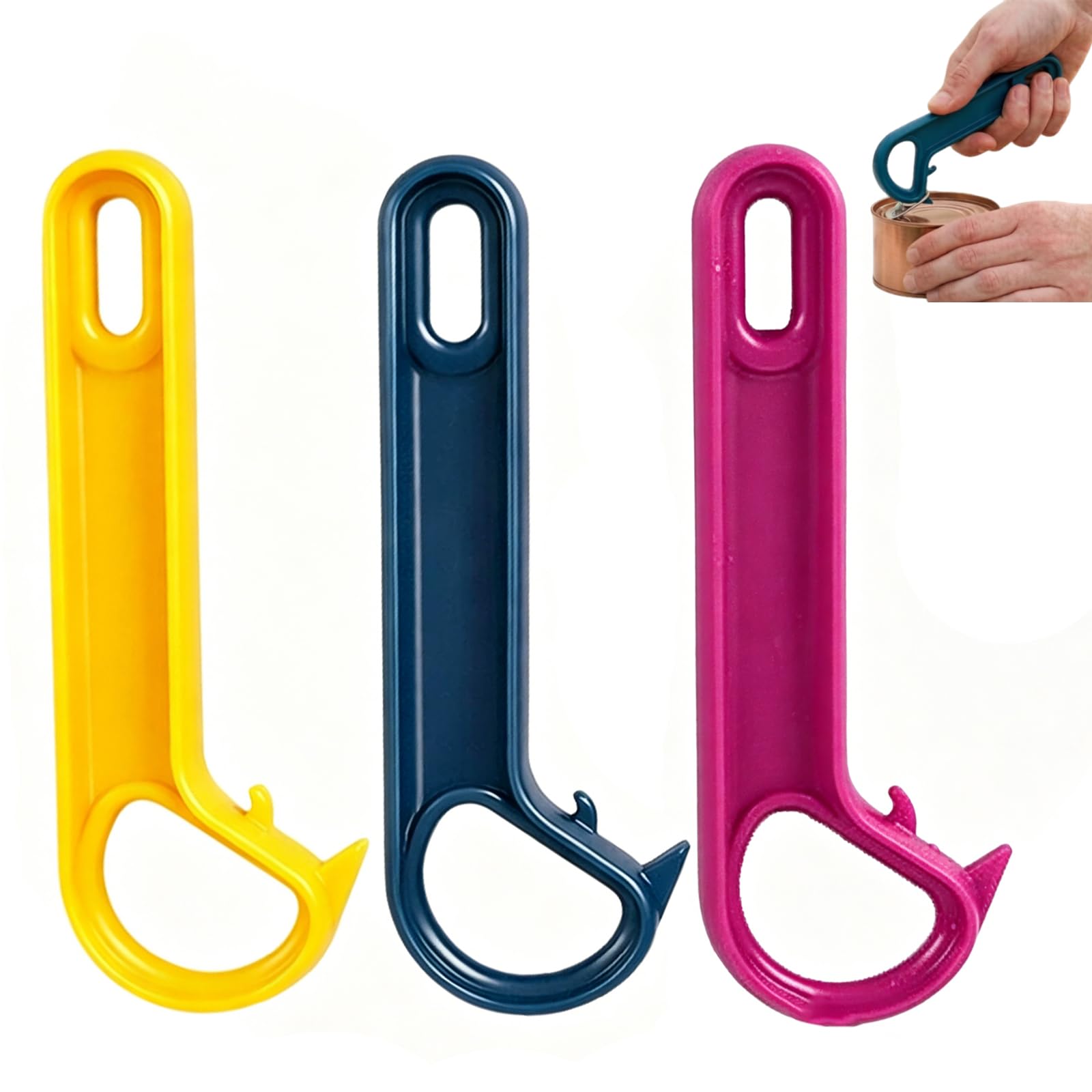 3-Piece Ring Pull Can Opener Aid Set, Ring Pull Opener, Jar Openers for Arthritis Hands, Easy Grip Helper for Person with Little Strength and Limited Hand Mobility (Multicolored)