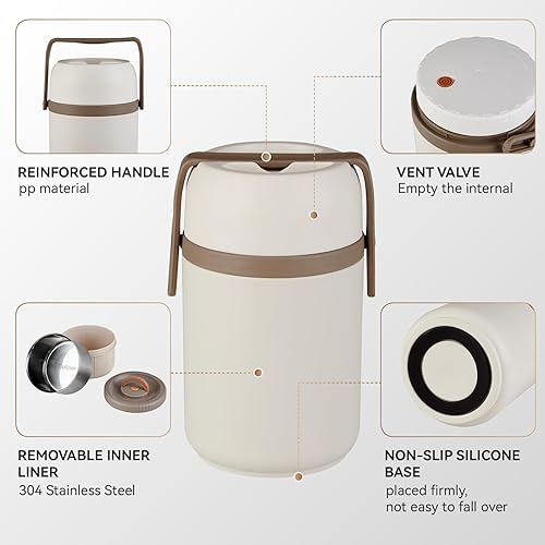 Miniatura 4 de Lonchera apilable aislada, a prueba de fugas, sin BPA, caja Bento de acero inoxidable para alimentos fríos y calientes, contenedor portátil de