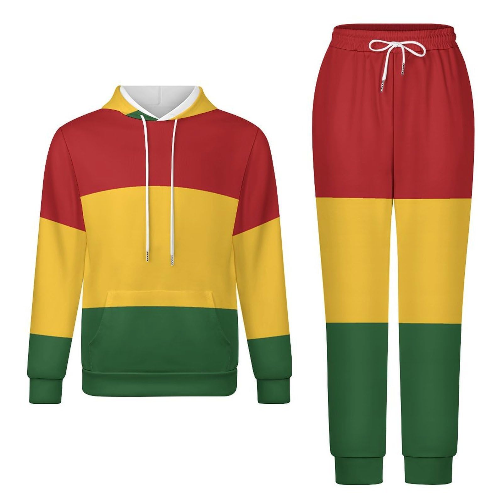 Felpa con cappuccio unisex con bandiera reggae Rasta, 2 pezzi