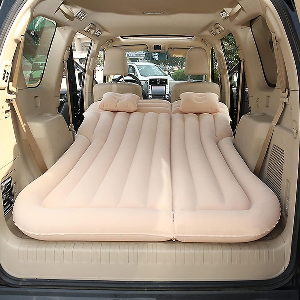 QqzzzHFor Toyota RAV4 Highlander 4Runner Sequoia Land Cruiser Car Inflatable Mattress for Camping Travelling Sleeping,Car Inflation Bed Air Bed,E-Beige 02