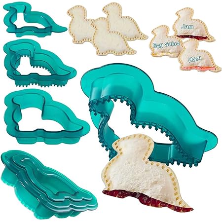 KSPOWWIN Sandwich Cutter and Sealer, Uncrustables Sandwich Maker Dinosaur Sandwich Cutters, Decruster Dino Sandwich Cutter for Kids Boys Girls Lunch Bento Box