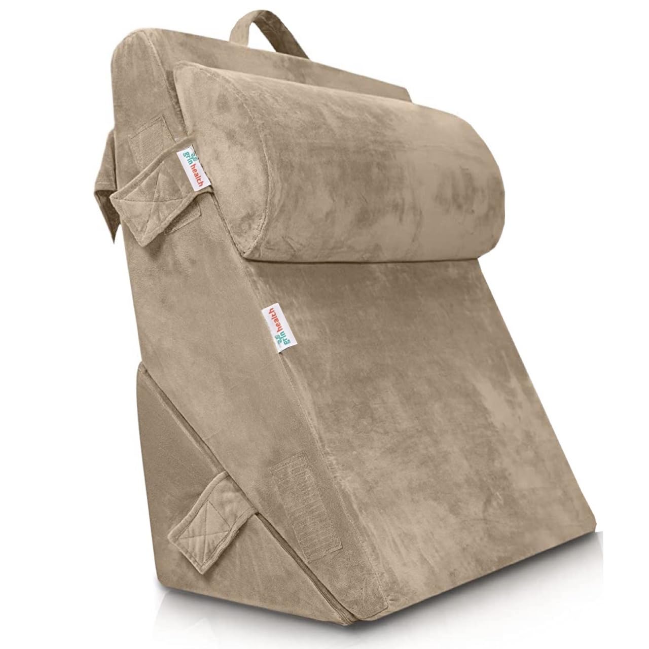 Grin Health Adjustable Bed Wedge Pillows Foldable - Helps Relief from Acid Reflux, Knee, Leg and Back Support Pillow, Brown, 22x22x10inch