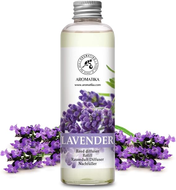 Lavender Reed Diffuser Refill 200ml - Room Diffuser w/Natural Essential Lavender Oil - Best for Aromatherapy - SPA - Home - Office - FintessClub - Restaurant - Boutique