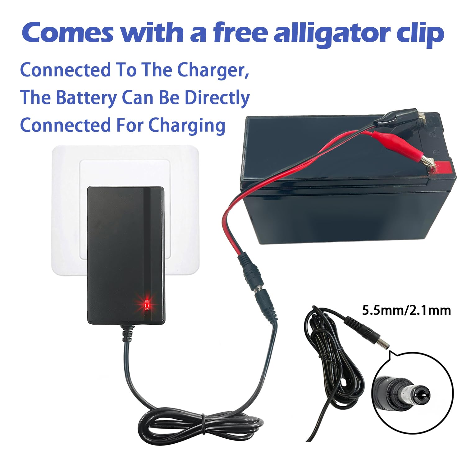 24 Volt Battery Charger for Ride on Toys Car, Universal 24V Battery Charger Power Wheels, Suitable for Best Choice Jeep Tractor Motorcycle ATV Accessories, Free Alligator Clip, 2 Fuses