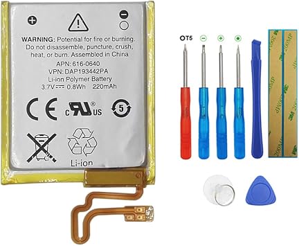 616-0640 616-0639 Battery Compatible with iPod Nano 7,iPod Nano 7th,iPod Nano 5th16G,A1446 with Tools