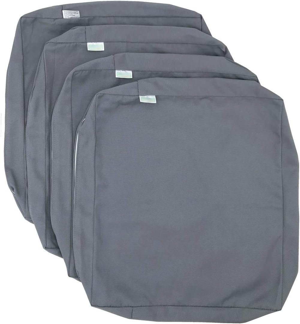CozyLounge Stone Gray Outdoor Water Repellent Patio Chair Cushion Seat Pillow Covers (24"x22"x4" (4 Covers))