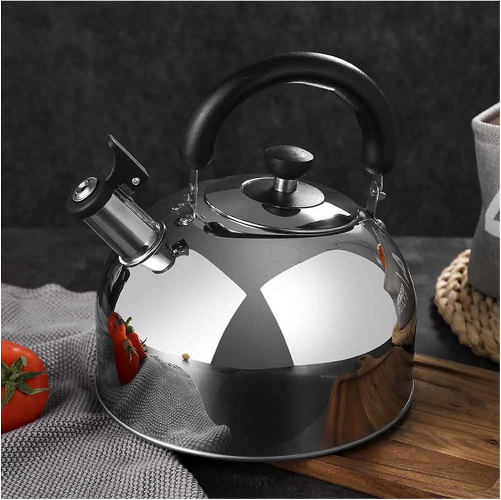 Hervidor silbante de acero inoxidable 304, cocina de inducción, estufa de gas, silbato, tetera, herramientas de cocina, hervidor de té, color único, 4 L, plata