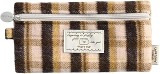 Monolike Unmatched Friends Old Check Pencil Case, Brown - Pencil Pouch, Portable Pencil Bag, Pencil Case, Office Pouch case, Cushion, Soft, Vintage