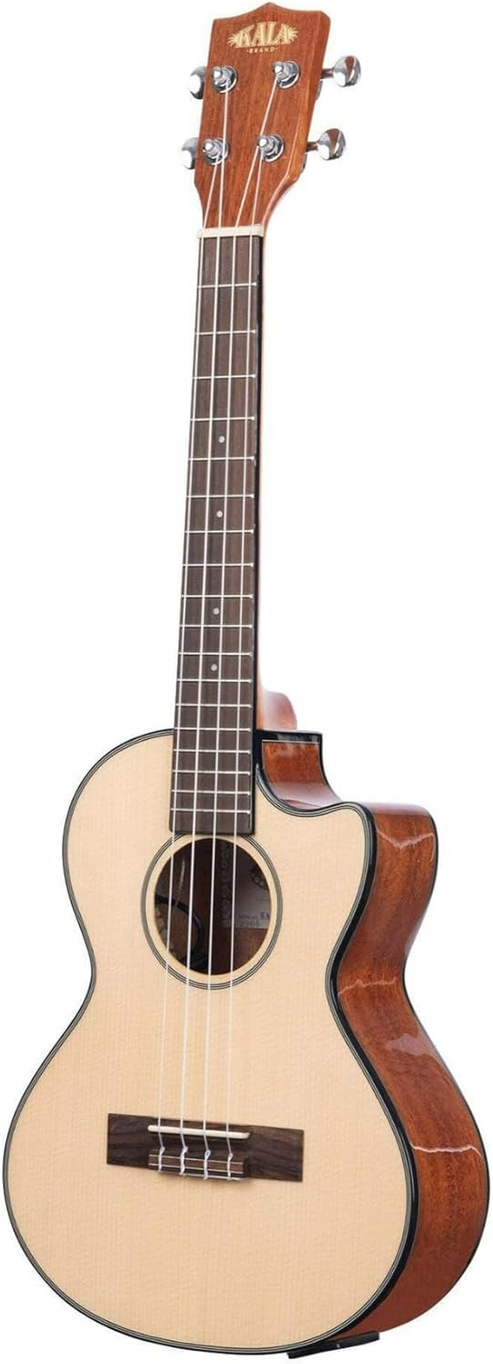 Kala Brand Music Kala Solid Spruce Top Mahogany Gloss Tenor Ukulele with EQ with Built-In Tuner (KA-STGE-C), Natural