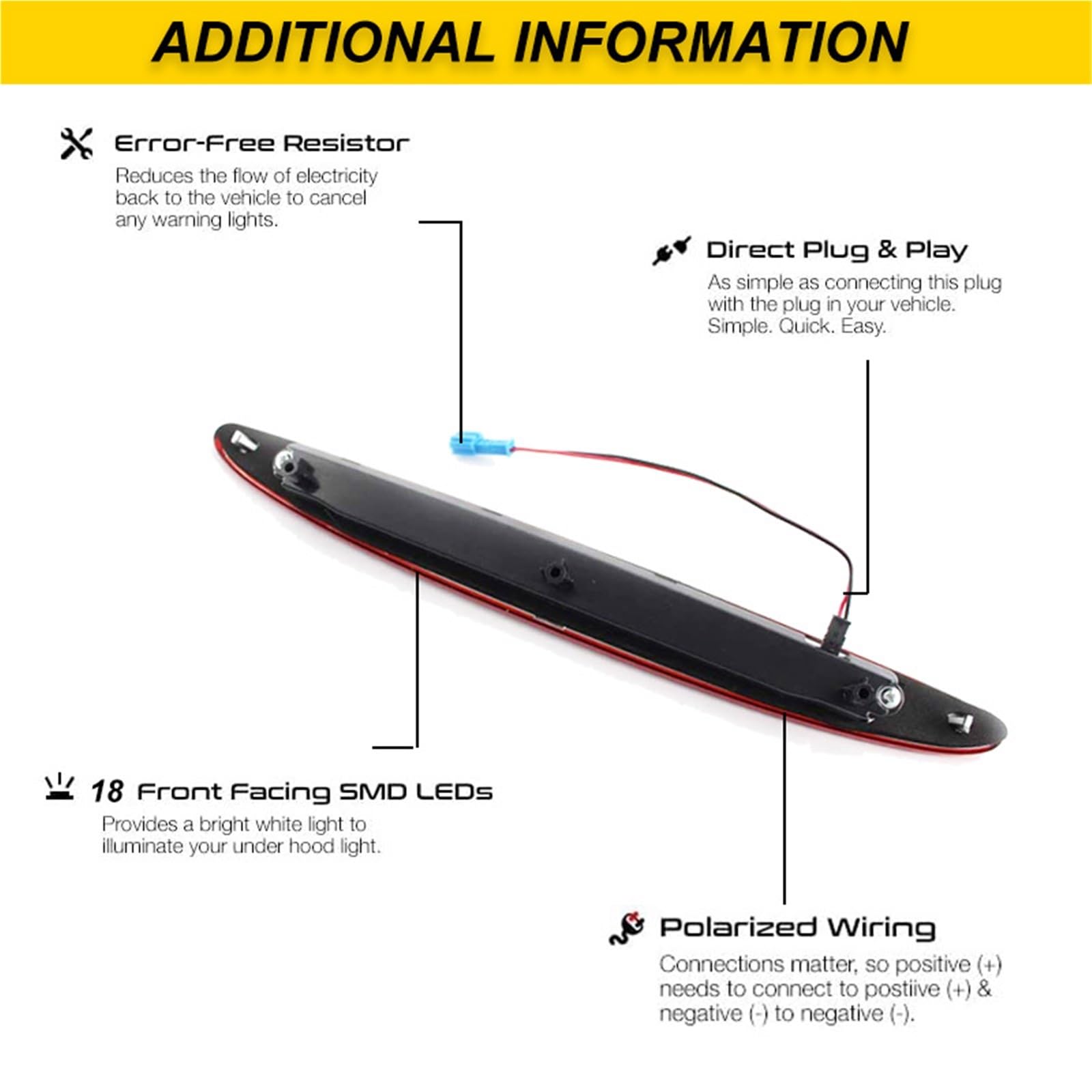 Luz de freno LED Luz de freno adicional Para Cooper R50 R53 2001-2006 Tercera luz freno trasera alto nivel(B)