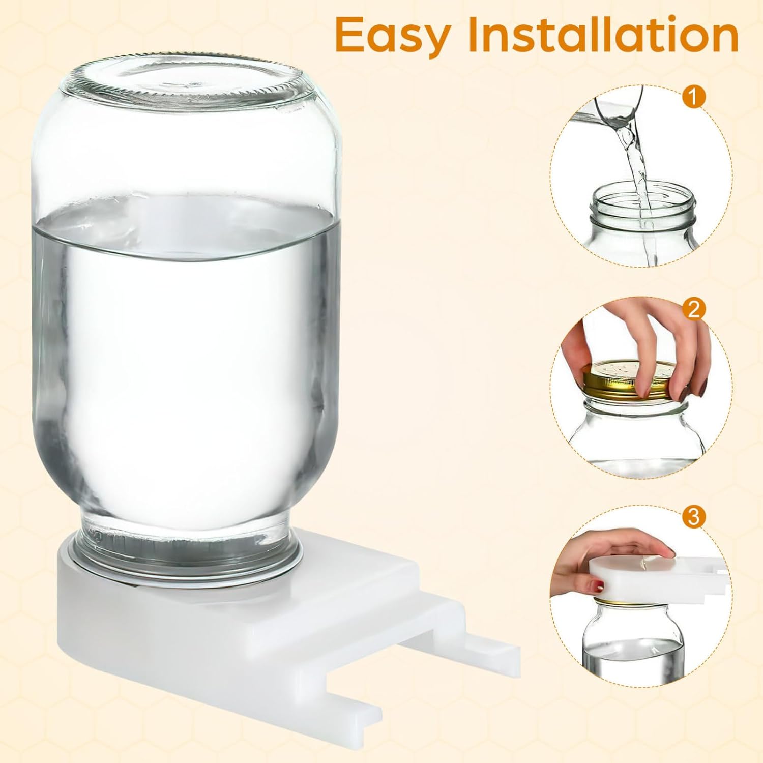 Bee Water Feeder Lid 4-Pack for Beehive Entrance Beekeeping Accessory Easy Refill Water Feeding Tool 2.87X2.87X0.59 Inches - Image 3