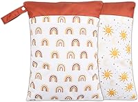 Vista 10 de Paquete de 2 bolsas para artículos húmedos y secos para pañales de tela y piezas de extractor de leche, bolsa húmeda reutilizable impermeable