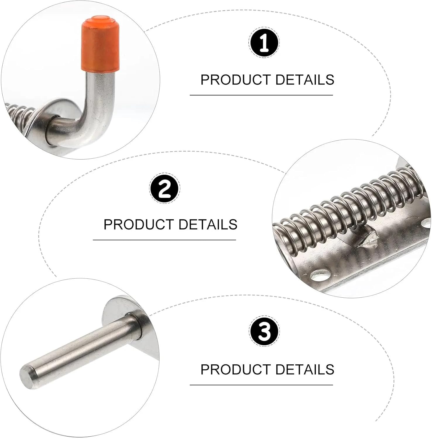 Spring Loaded Latch 3pcs Heavy Duty Stainless Steel Pin Bolt Anti-Theft Door Lock Gate Safety Latch Easy Install Hardware for Panel Security