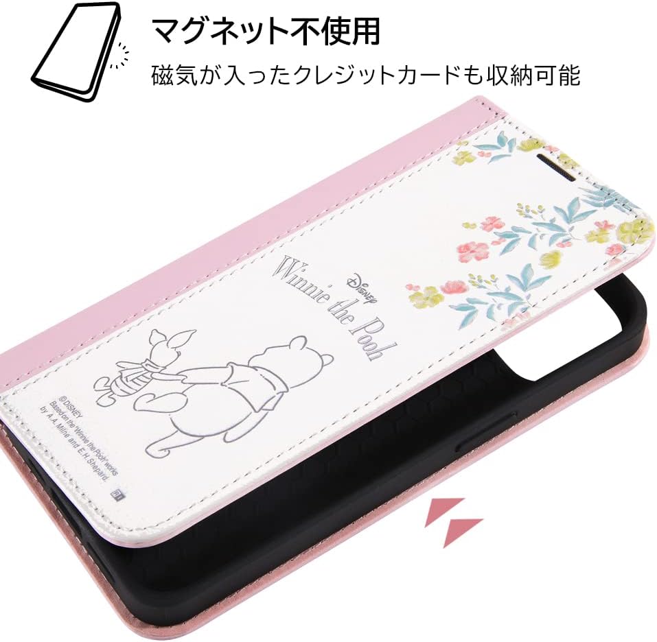 Inglem IJ-DP36LBC14WT/PO28 iPhone 14 / 13 / Disney Characters / Shockproof Notebook Type Leather Case Noble / Pooh and Tigger _ Note Style