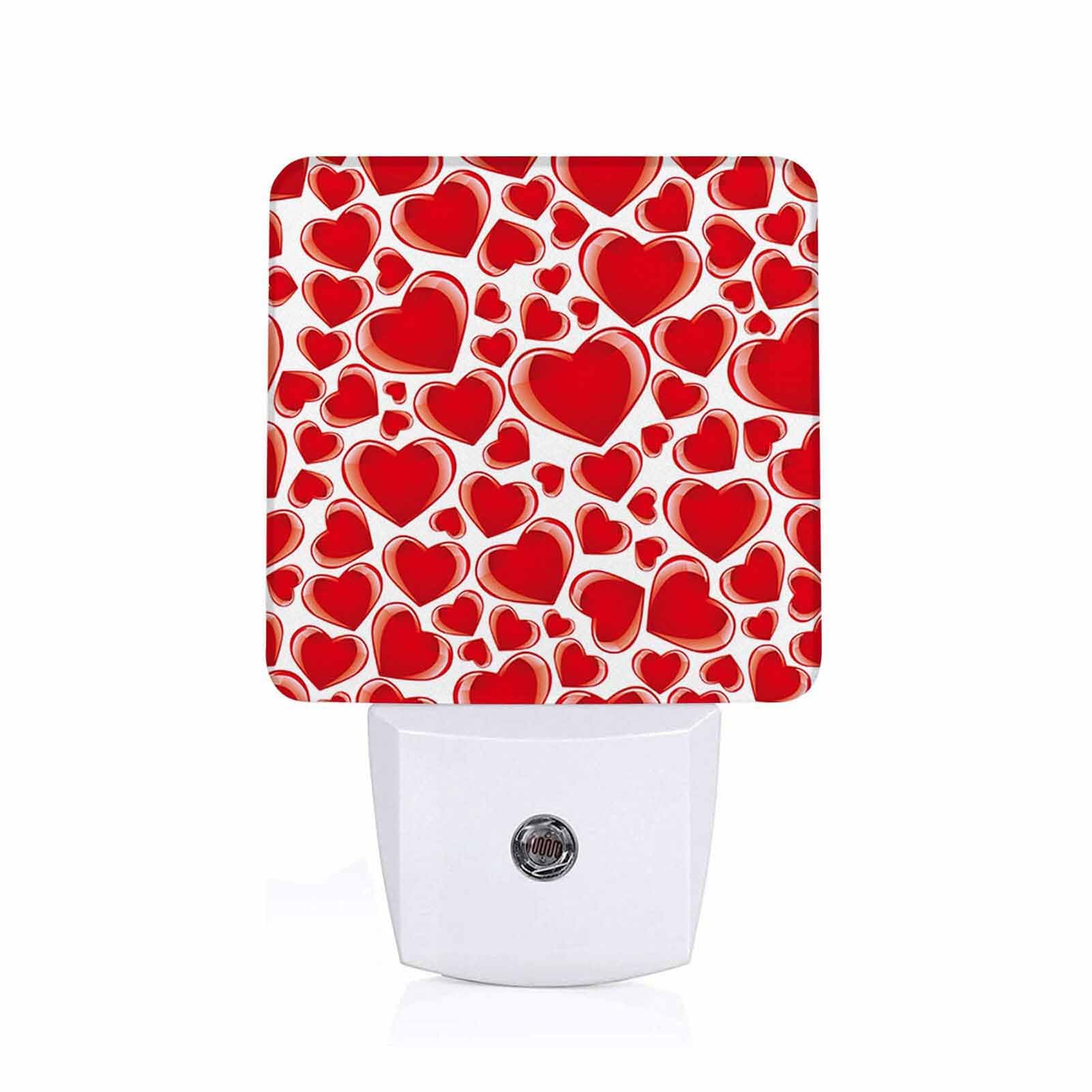 Chrobak LED Night Light,Glossy Red Heart Shape LED Night Light Plug into Wall with Dusk to Dawn Light Sensor White Energy Efficient Nightlight for Bedroom Bathroom Hallway Living Room Kitchen