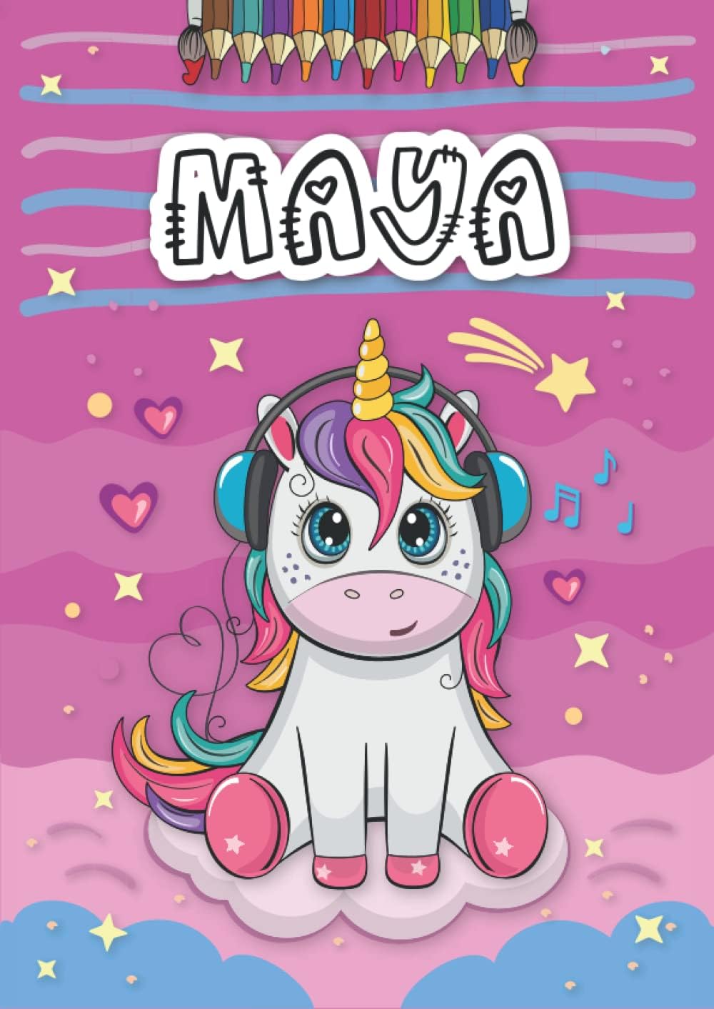 Independently published Maya: Livre de coloriage personnalisé pour Maya | Licorne | Cadeau d'anniversaire pour fille ... | 4 à 8 ans | 25 motifs de licorne avec le prénom Maya, Grand format A4 (21 x 29.7 cm)