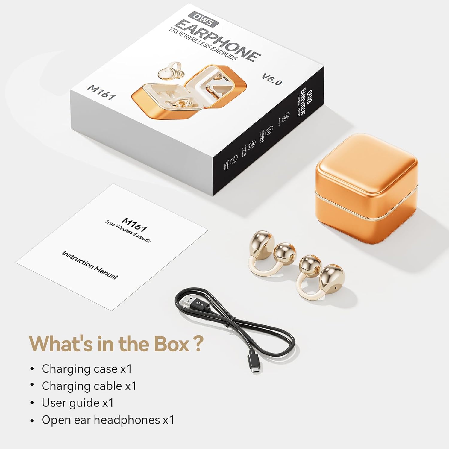 Clip On Earbuds Open Ear Headphones Wireless Bluetooth 6.0 with Makeup Mirror LED Light,48H Playtime,IPX6 Waterproof,Touch Control All-Day&Comfort Ideal for Women,Sports,Workouts (Orange)