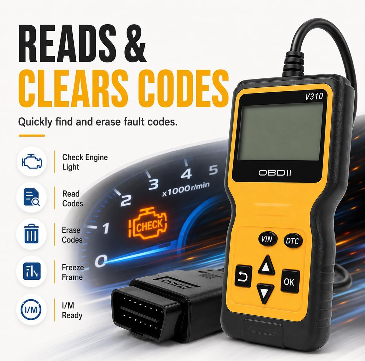 Car OBD2 Scanner Code Reader, Auto CAN Diagnostic Scan Tool