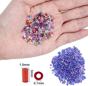 EuTengHao 14400pcs Tube Beads Bugle Glass Seed Beads, Small Craft Spacer Beads for DIY Bracelet Necklaces Crafting Jewelry Making Supplies with Two Crystal String (3mm, 600 Per Color, 24 Colors)