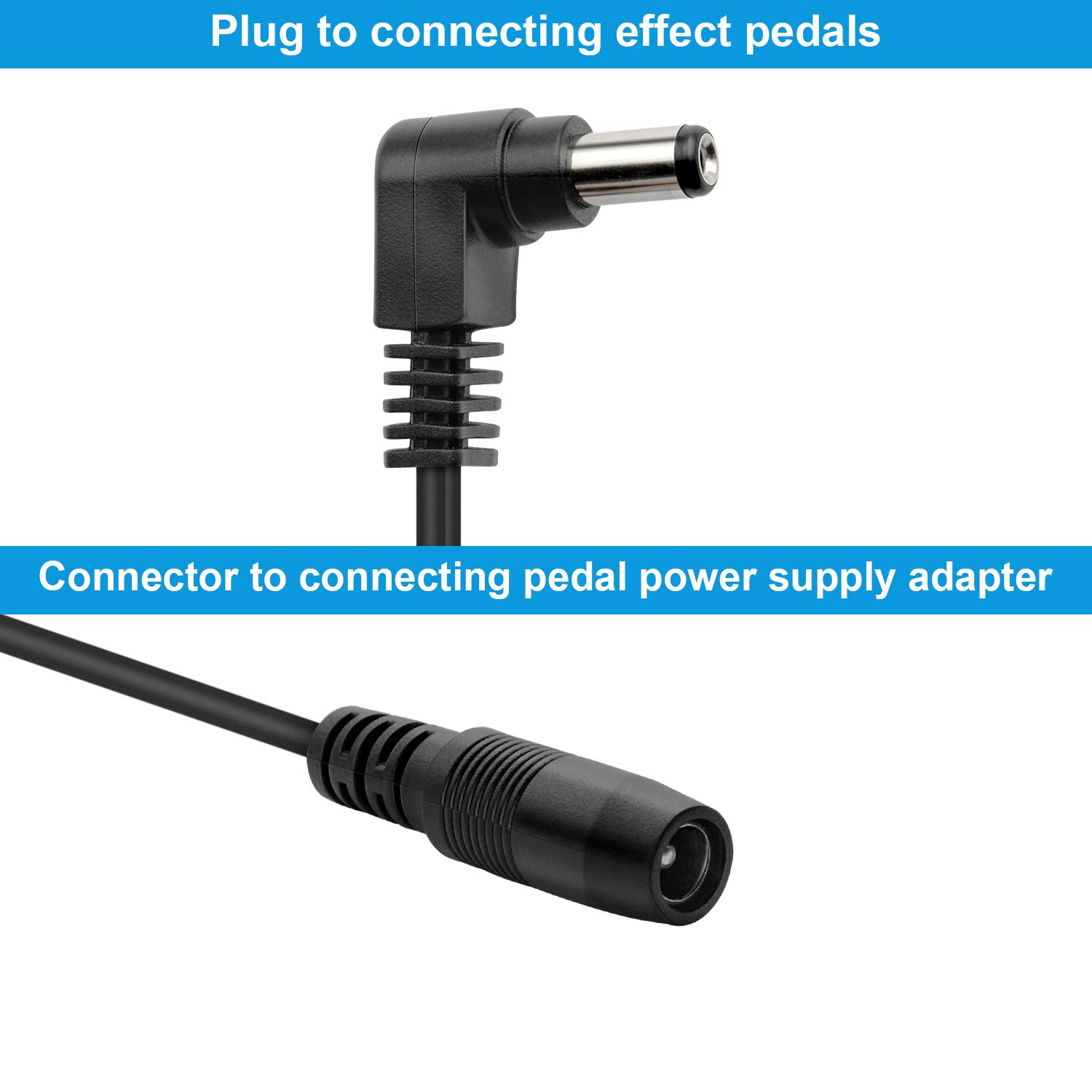 3 Ways Daisy Chain Power Cable DC for Guitar Pedal Power Supply Adapter, Splitter Cord with Right Angle Plug for Effect Pedals, P3